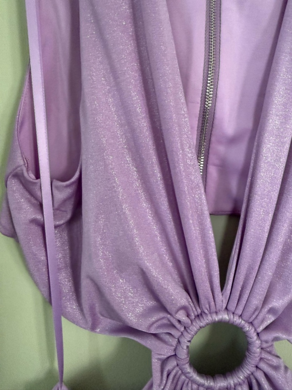 Aqua Lavender Evening Gown with Front Ring Accent - Picture 4 of 7